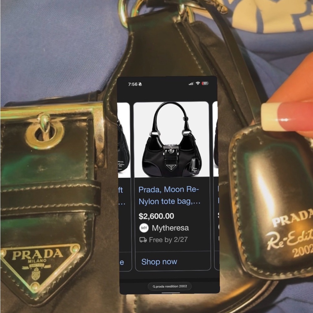 Prada Black Leather and Nylon Handbag $509